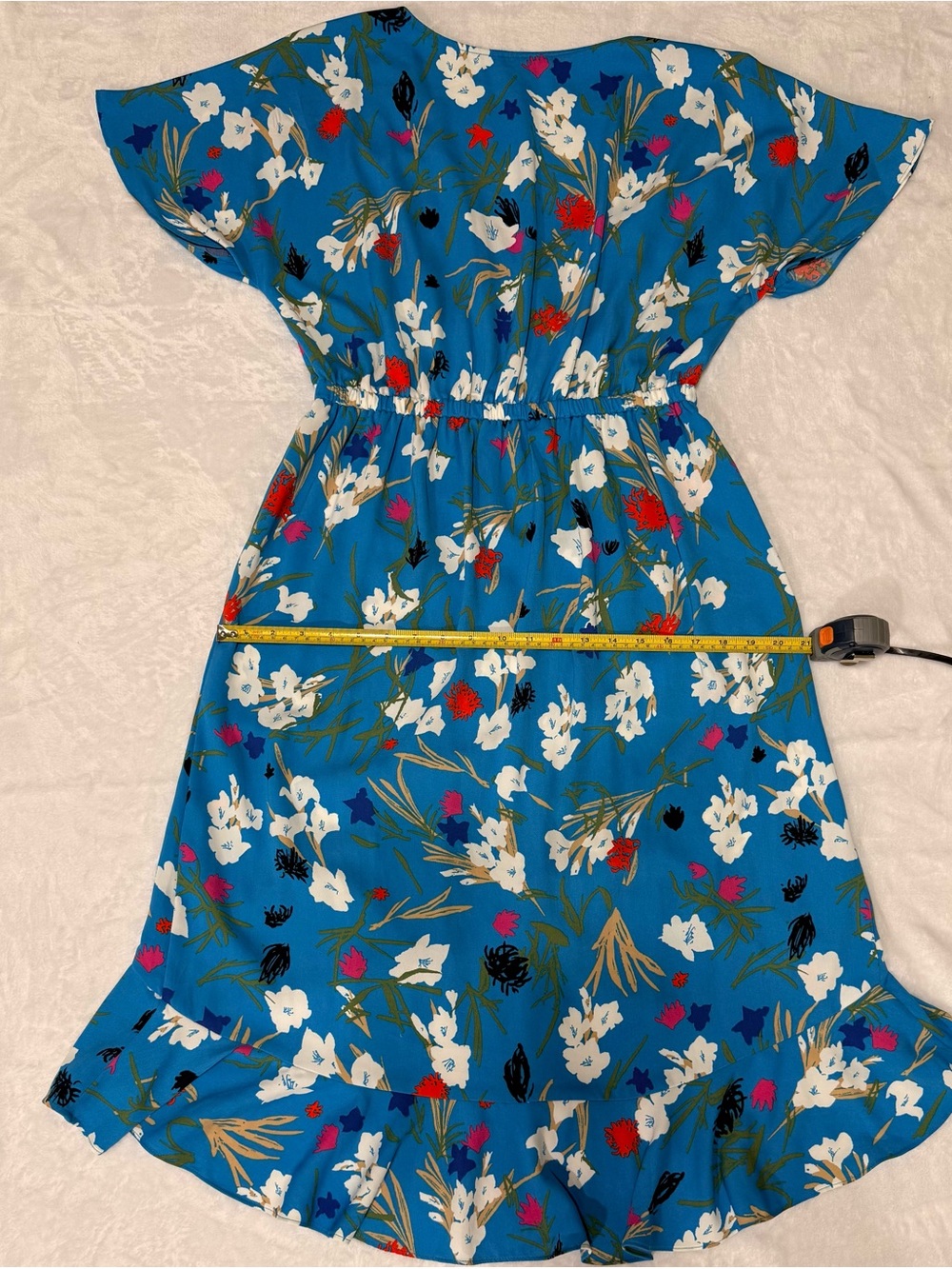 J. Crew Bright Blue Floral Wrap Midi Dress Size S fit S/M - Picture 8 of 10